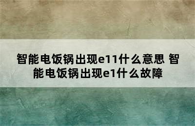 智能电饭锅出现e11什么意思 智能电饭锅出现e1什么故障